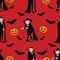 Halloween Vampires Bats and Pumpkins on Red 100% Cotton Fabric